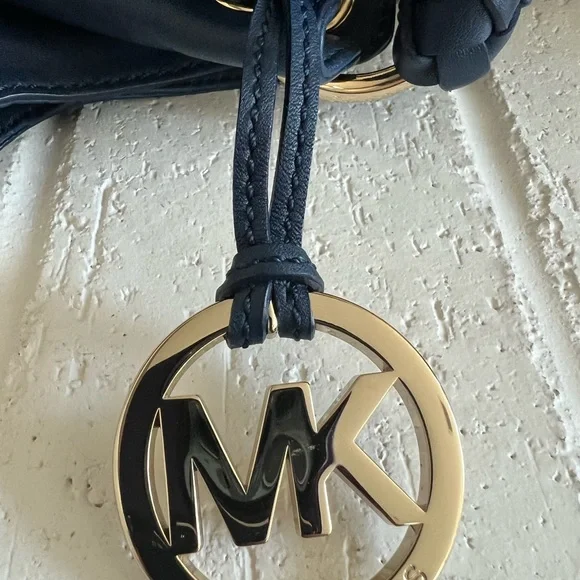 Michael Kors Dark Blue Shoulder Bag with Gold Accents - Picture 6 of 6